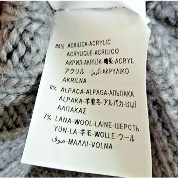 Benetton Stile XS Oversized Gray Chunky Acrylic Alpaca Wool Blend Sweater SOFT! - Picture 6 of 6